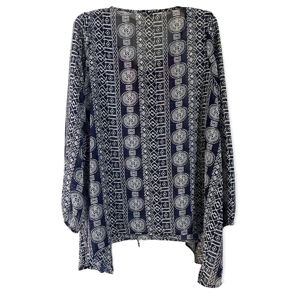 KORI • Navy Blue & White Aztec Design Long Sleeve - Picture 13 of 14